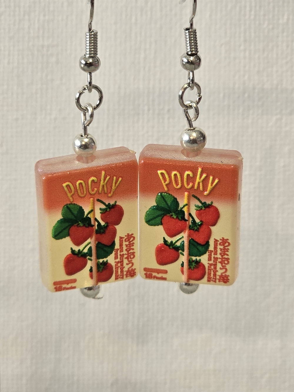 Pocky Dangle Earrings - Red/Cream